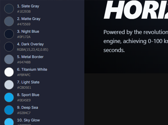 Screenshot: Clear color hierarchy