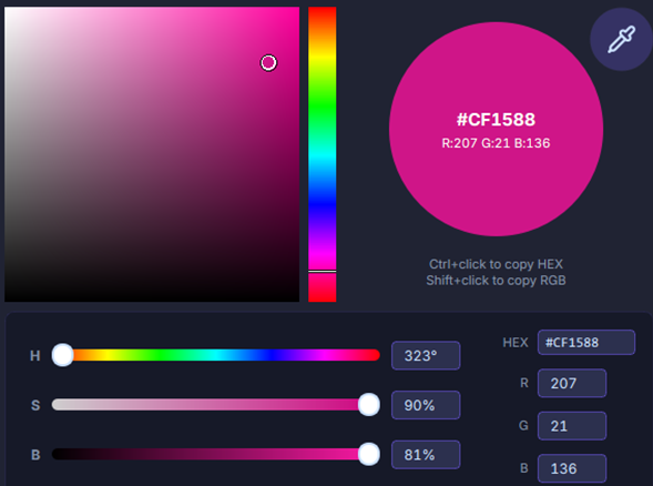 Screenshot: Traditional HSB palette with large preview sphere