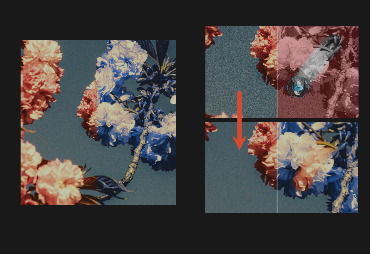 Eraser brush result showing erased mask area