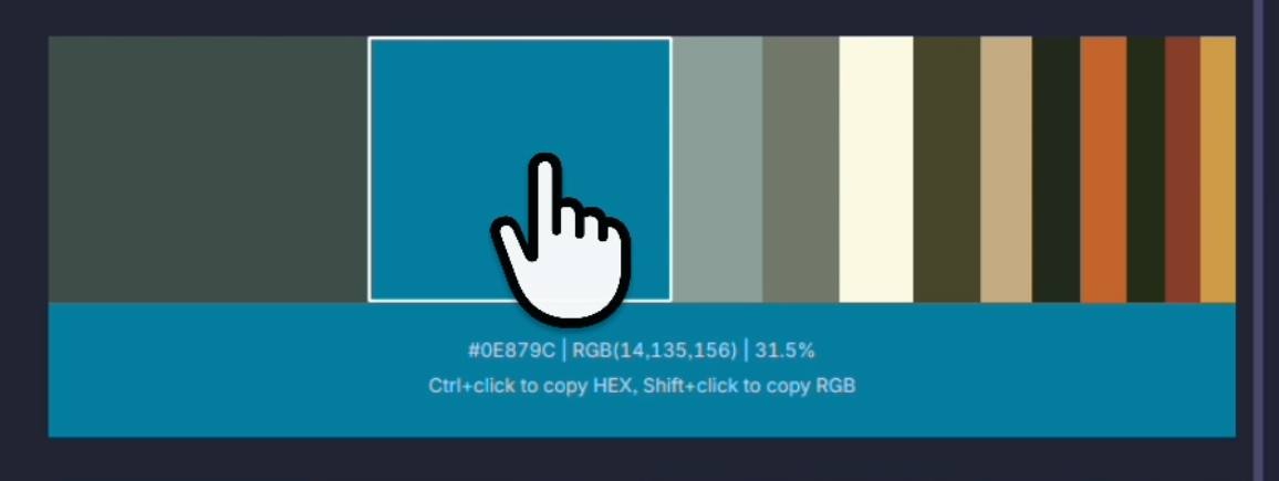 Color block information with HEX and RGB values