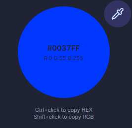 Color preview showing HEX and RGB values