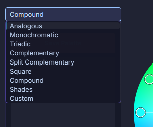 Color rule list dropdown