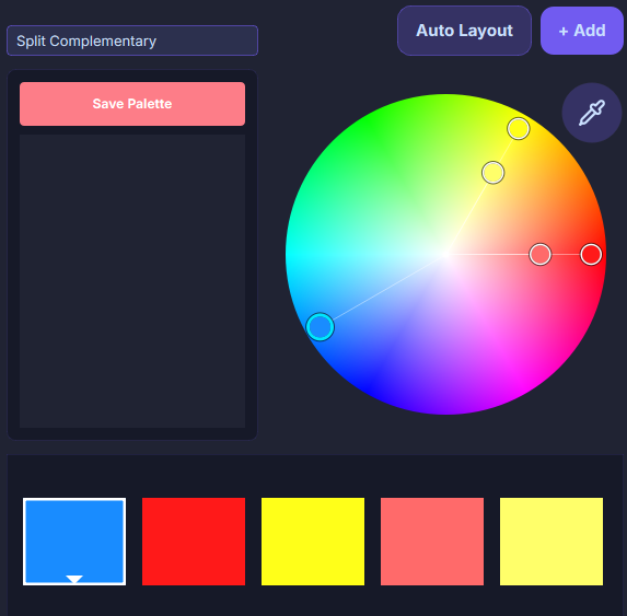 Split Complementary color rule example